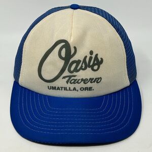 Vintage 80s Oasis Tavern Umatilla Oregon Trucker Hat Baseball Cap Snapback Blue